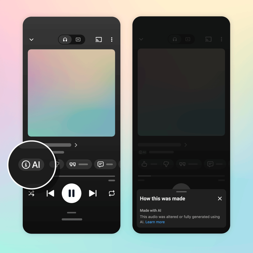 YouTube Music Rolls Out On-Player Labels for Generative AI Tracks